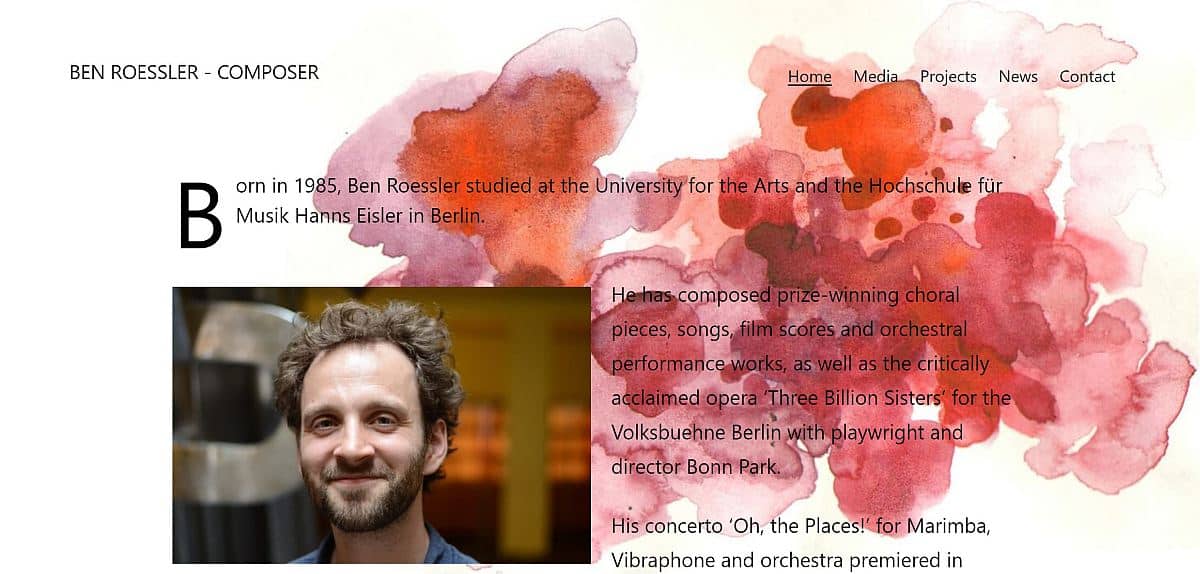 Screenshot Website Ben Roessler