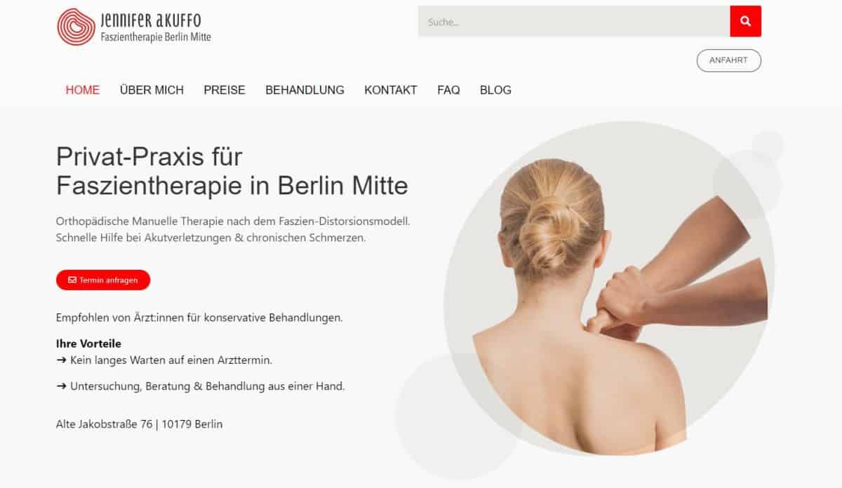 Screenshot Jennifer Akuffo Faszientherapie Berlin Mitte Referenz bei www.webseitenliebe.de aus Berlin
