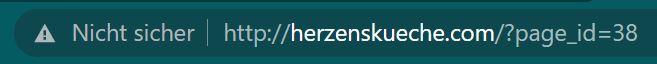 Screenshot Herzensküche Berlin Website nicht SSL-verschlüsselt vor dem Relaunch Referenz bei www.webseitenliebe.de aus Berlin