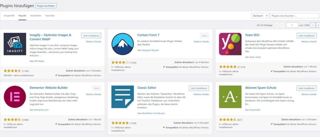 Plugins suchen und aktivieren im Backend bei WordPress Plugins suchen und aktivieren im Backend bei WordPress