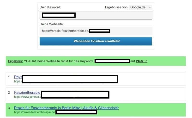 Screenshot Ranking Praxis für Faszientherapie Berlin