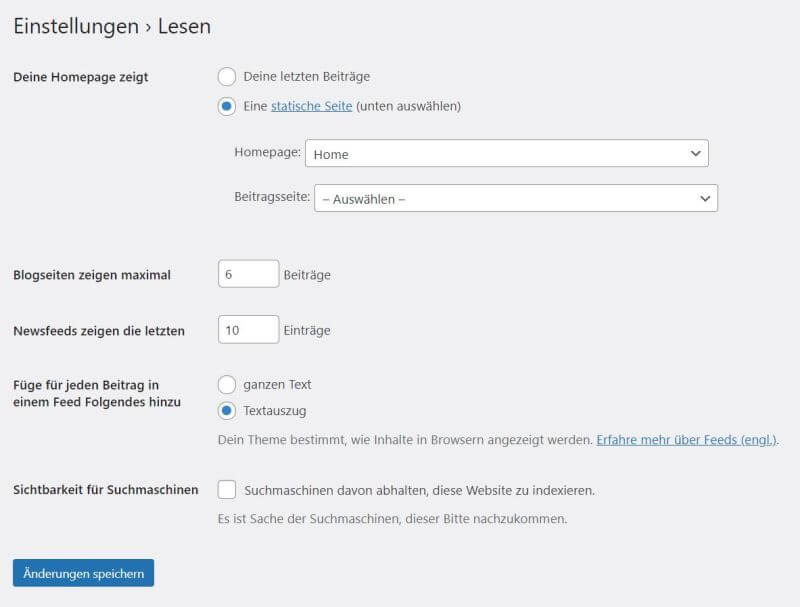 Screenshot SEO Einstellungen lesen bei WordPress Screenshot SEO Einstellungen lesen bei WordPress